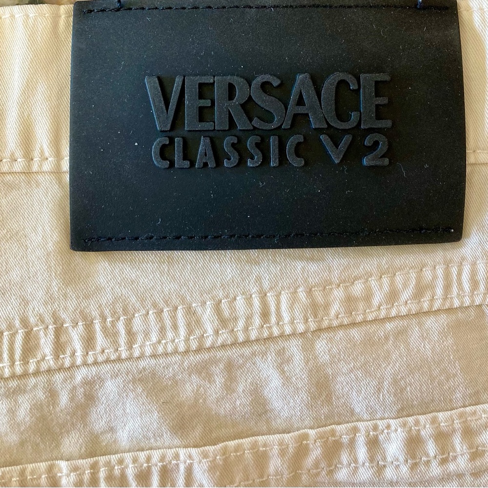 Versace Classic V2 off white, lightweight cotton blend pants.